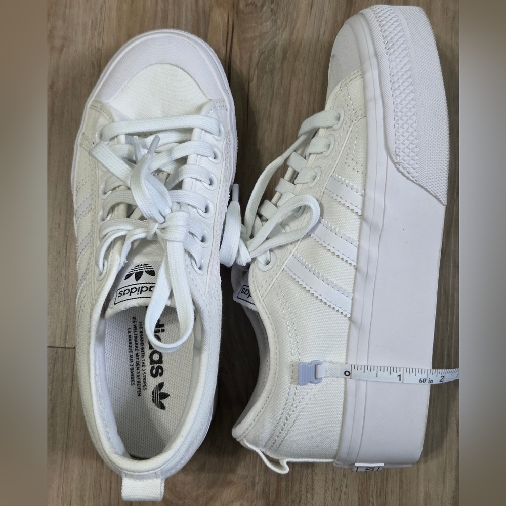 Adidas Nizza Women's White Canvas Platform Sneakers - Picture 6 of 8